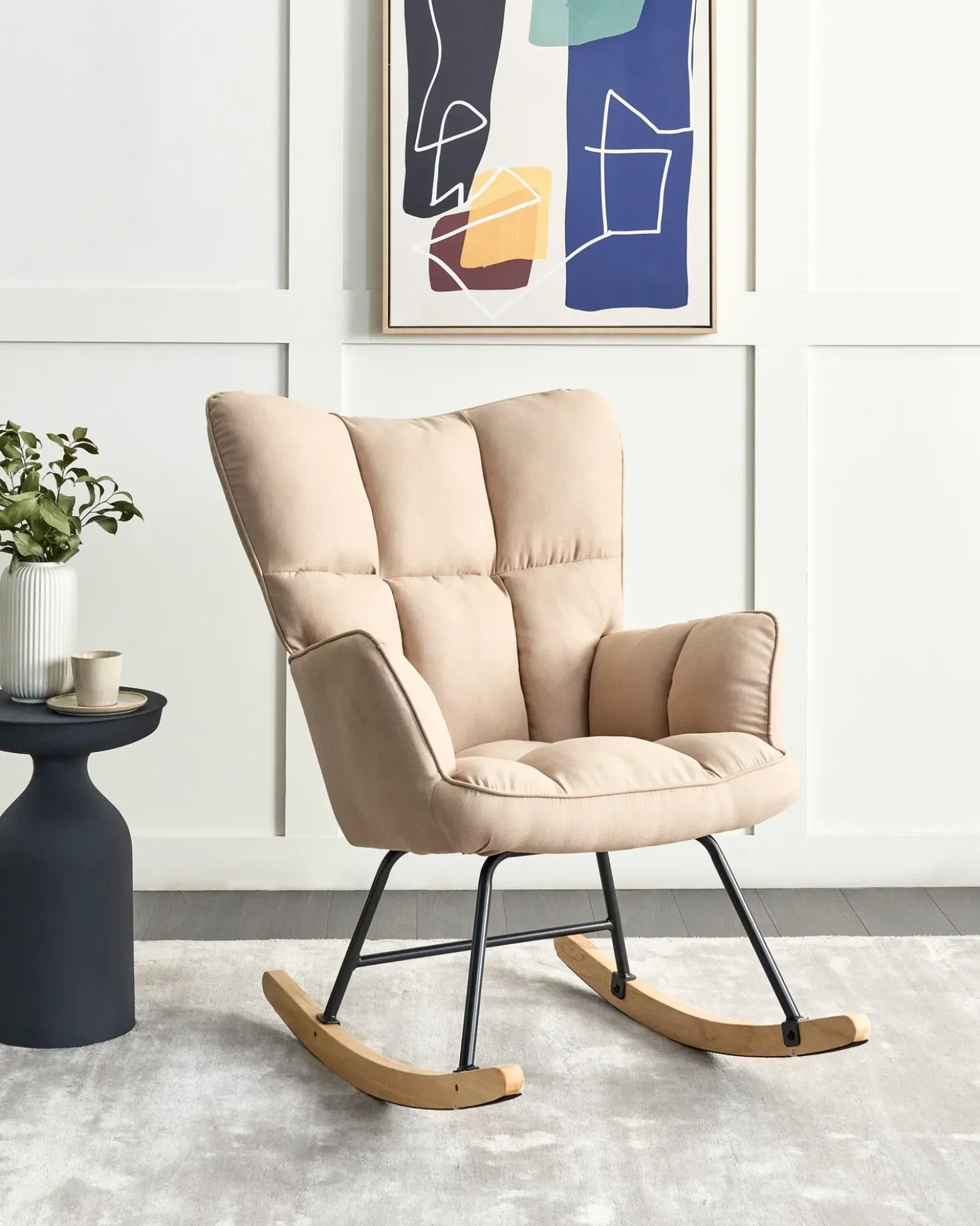 Poltrona a dondolo OULU Tessuto Beige