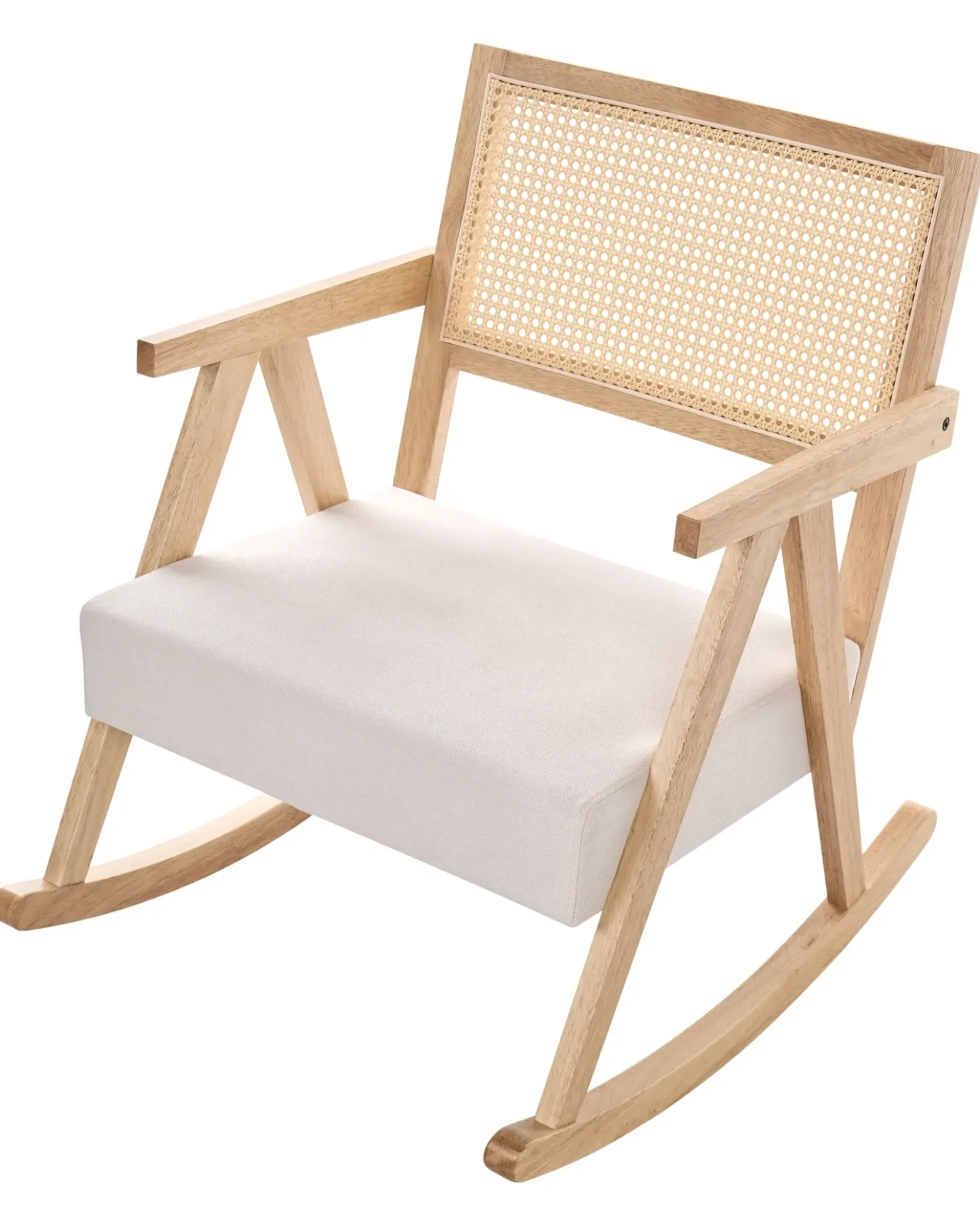 Poltrona a dondolo RYA Legno Marrone chiaro/Beige chiaro