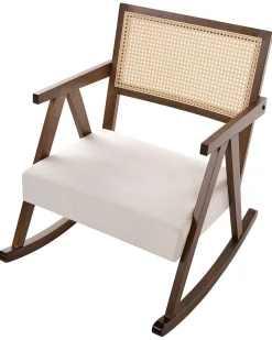 Poltrona a dondolo RYA Legno Marrone/Beige chiaro