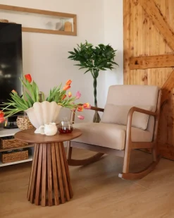 Poltrona a dondolo SKOVDE Tessuto Beige