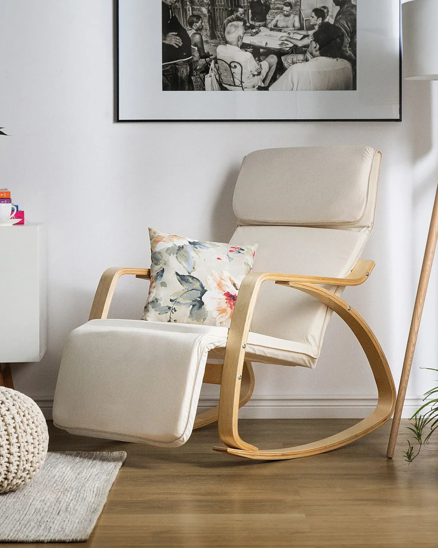 Poltrona a dondolo WESTON Tessuto Beige chiaro