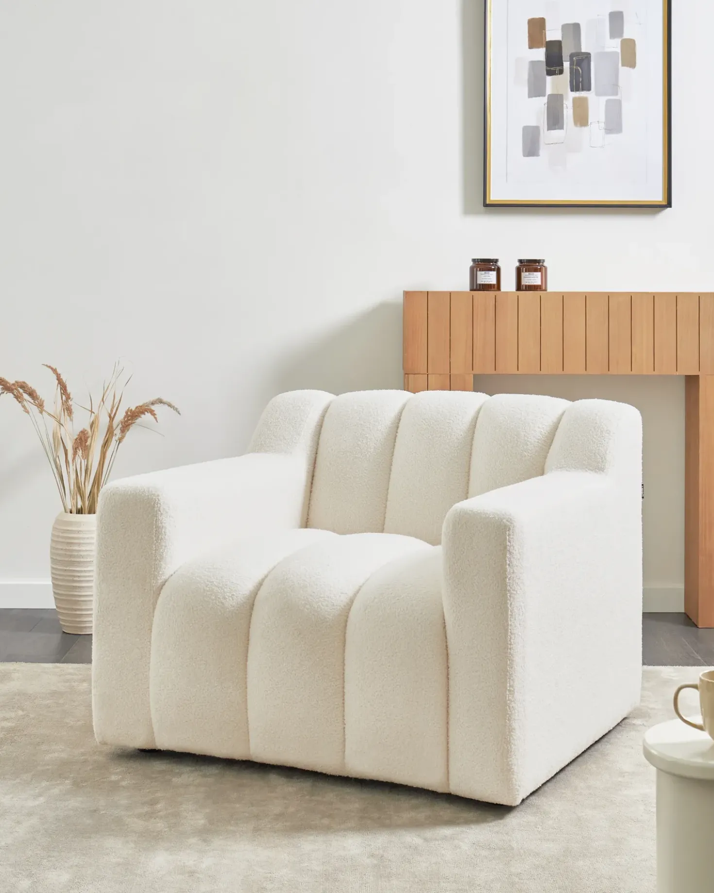 Poltrona AGERUP Bouclé Bianco sporco