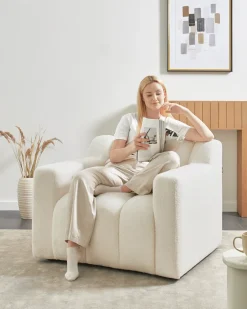 Poltrona AGERUP Bouclé Bianco sporco