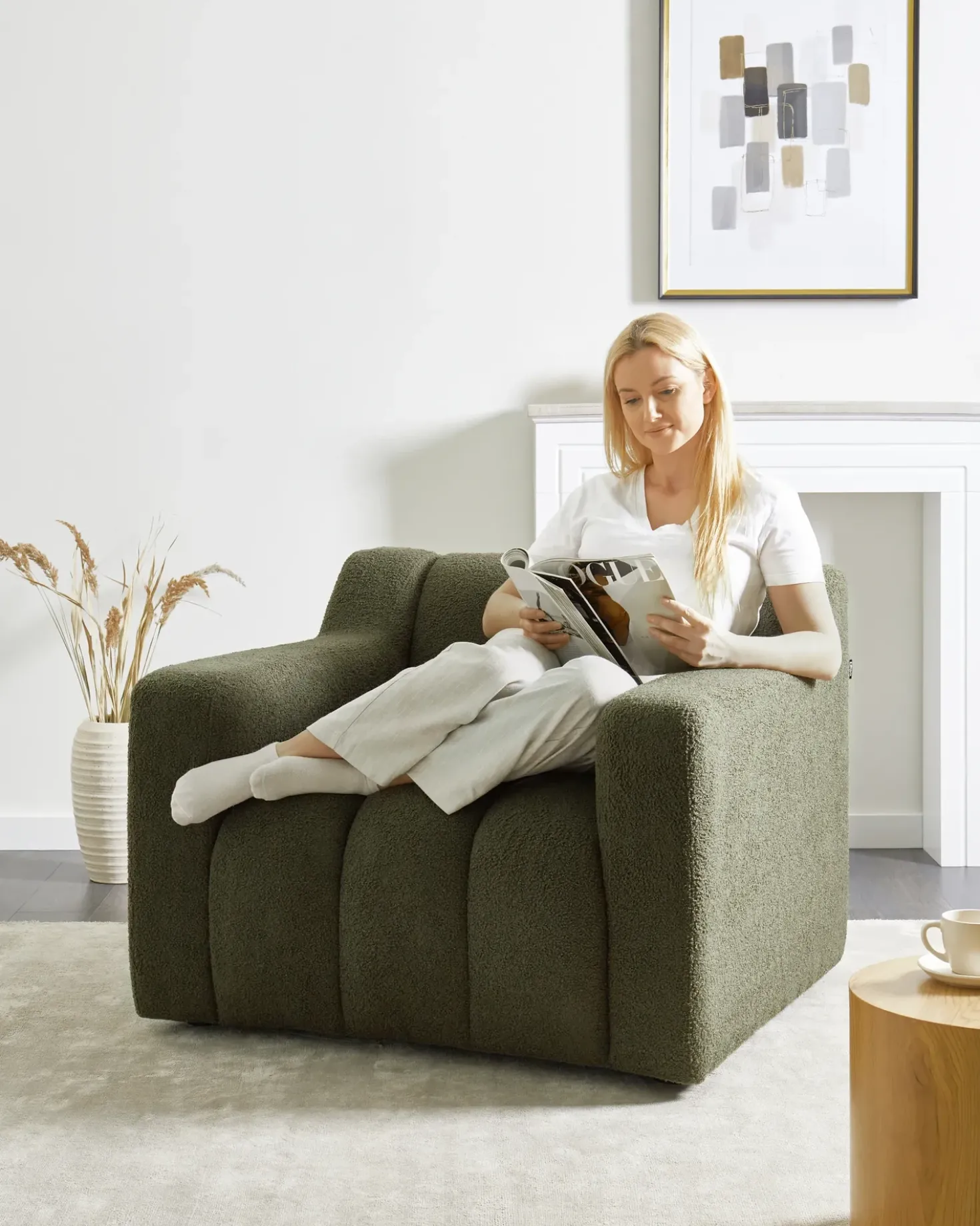 Poltrona AGERUP Bouclé Verde scuro