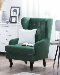 Poltrona ALTA Velluto Verde scuro