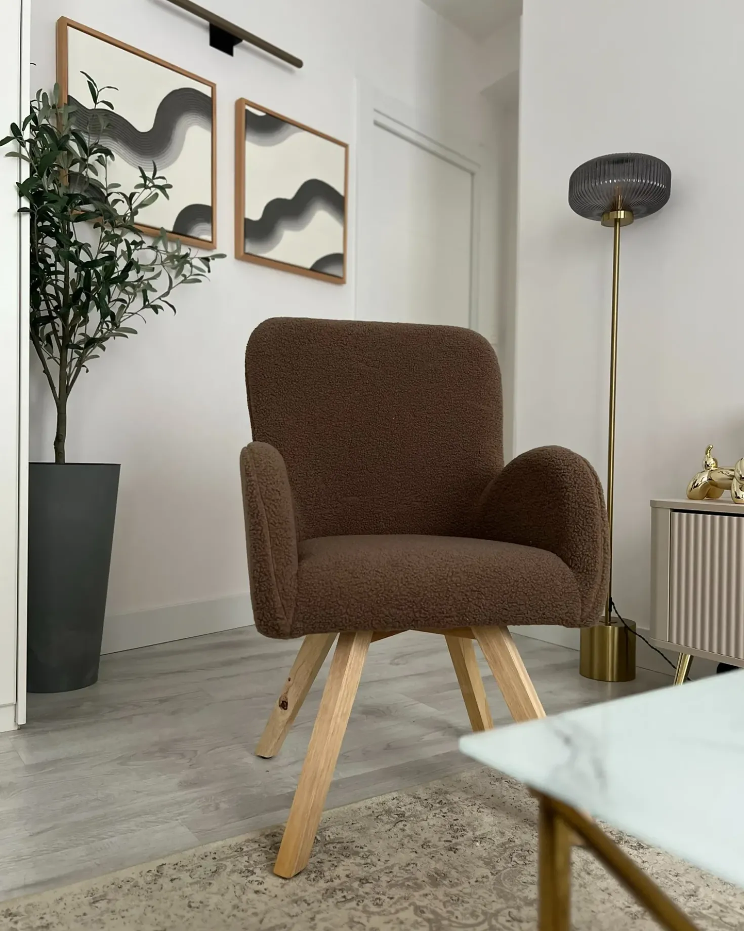 Poltrona BJARN Bouclé Marrone