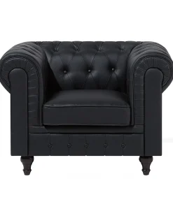 Poltrona CHESTERFIELD Pelle sintetica Nero