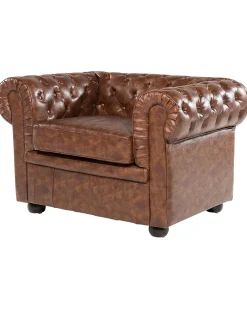 Poltrona CHESTERFIELD Pelle sintetica Marrone dorato