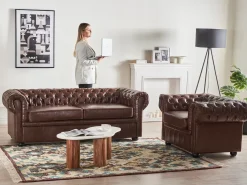 Poltrona CHESTERFIELD Pelle sintetica Marrone dorato