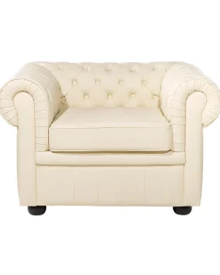 Poltrona CHESTERFIELD Pelle naturale Beige chiaro