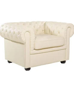 Poltrona CHESTERFIELD Pelle naturale Beige chiaro