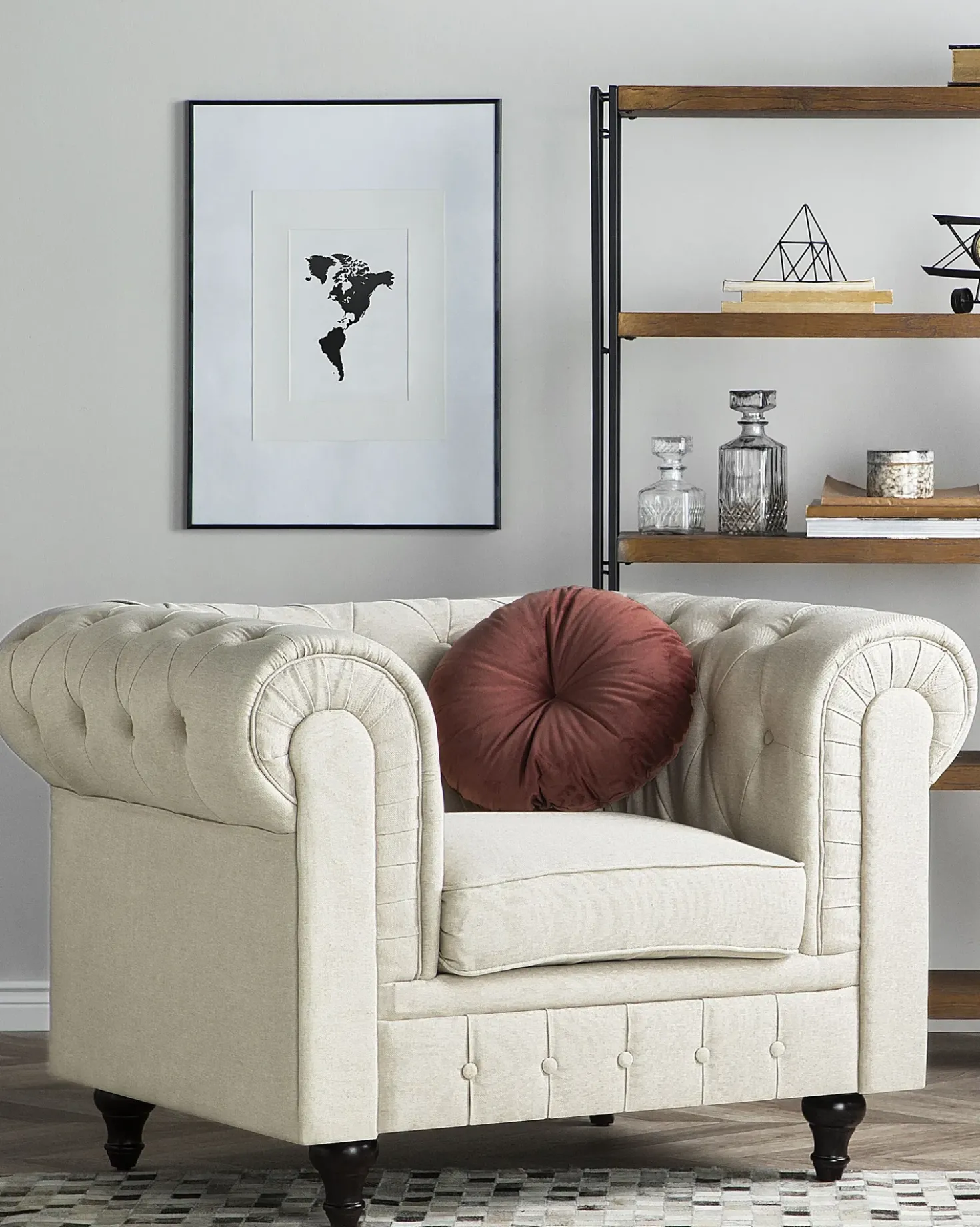 Poltrona CHESTERFIELD Tessuto Beige