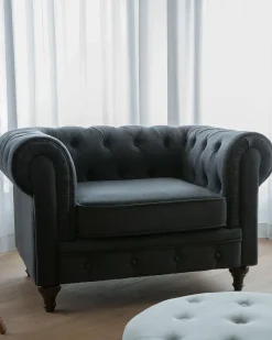 Poltrona CHESTERFIELD Tessuto Grigio grafite