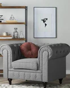 Poltrona CHESTERFIELD Tessuto Grigio chiaro