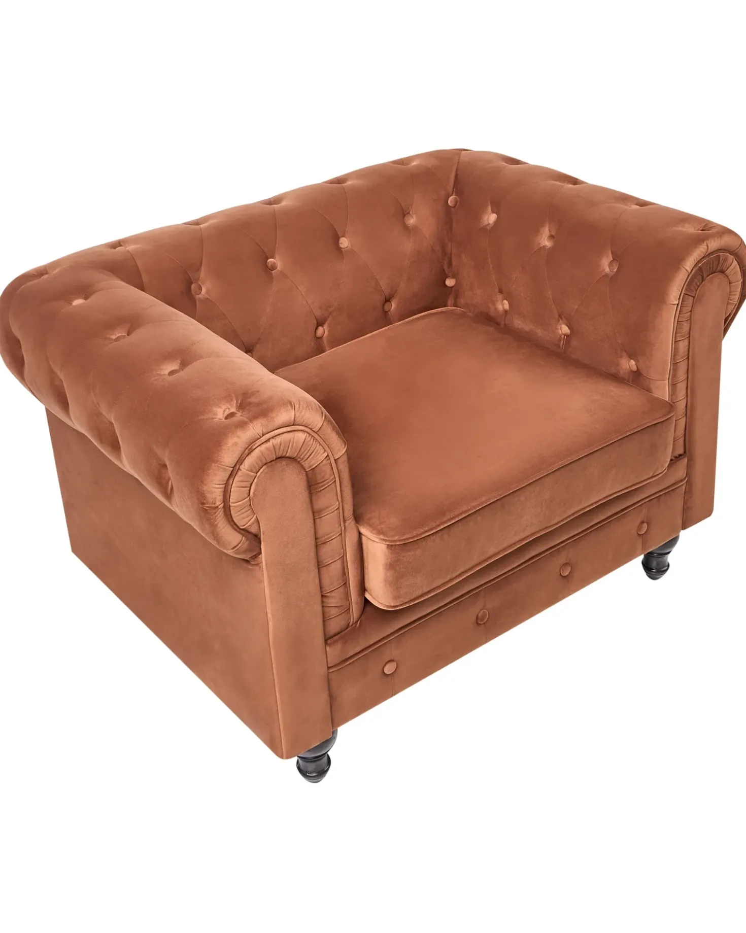 Poltrona CHESTERFIELD Velluto Marrone dorato