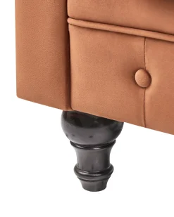 Poltrona CHESTERFIELD Velluto Marrone dorato