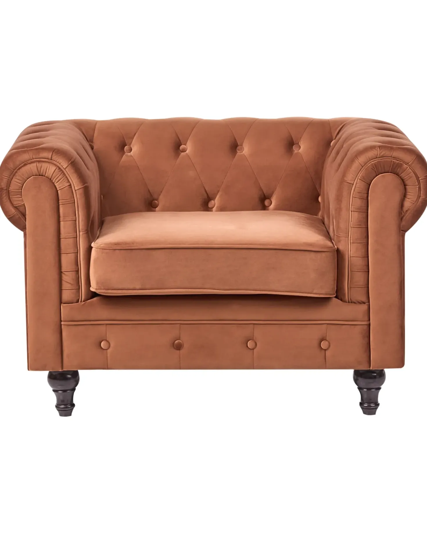 Poltrona CHESTERFIELD Velluto Marrone dorato