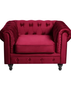 Poltrona CHESTERFIELD Velluto Bordeaux
