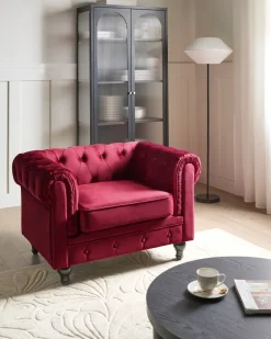 Poltrona CHESTERFIELD Velluto Bordeaux