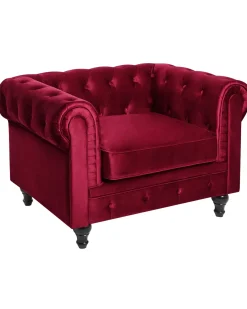 Poltrona CHESTERFIELD Velluto Bordeaux