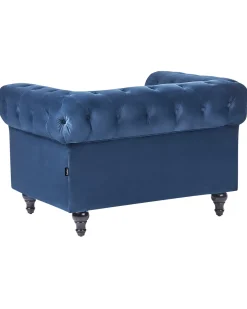 Poltrona CHESTERFIELD Velluto Blu marino