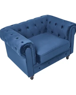 Poltrona CHESTERFIELD Velluto Blu marino