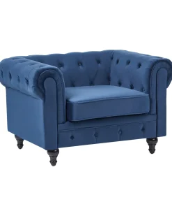 Poltrona CHESTERFIELD Velluto Blu marino