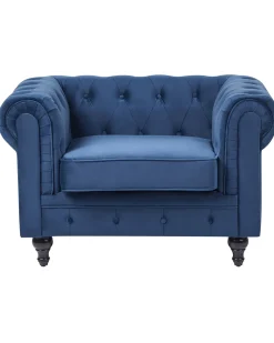Poltrona CHESTERFIELD Velluto Blu marino
