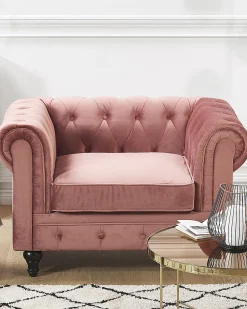 Poltrona CHESTERFIELD Velluto Rosa