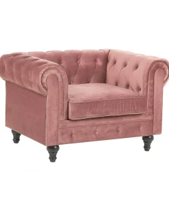 Poltrona CHESTERFIELD Velluto Rosa