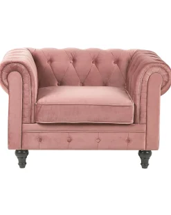 Poltrona CHESTERFIELD Velluto Rosa