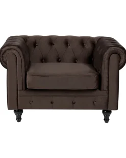 Poltrona CHESTERFIELD Velluto Marrone scuro