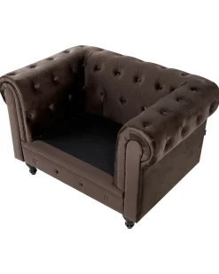 Poltrona CHESTERFIELD Velluto Marrone scuro