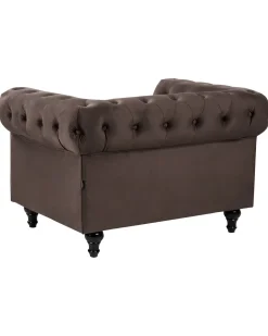 Poltrona CHESTERFIELD Velluto Marrone scuro