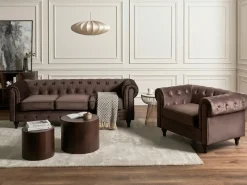 Poltrona CHESTERFIELD Velluto Marrone scuro