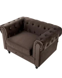 Poltrona CHESTERFIELD Velluto Marrone scuro