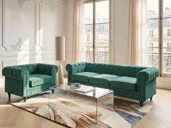 Poltrona CHESTERFIELD Velluto Verde smeraldo