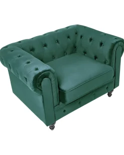 Poltrona CHESTERFIELD Velluto Verde smeraldo