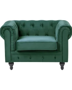 Poltrona CHESTERFIELD Velluto Verde smeraldo