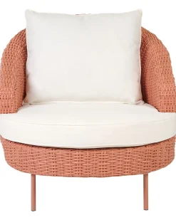 Poltrona da giardino con ottomana ARCILLE Rattan sintetico (PE) Rosa pesca