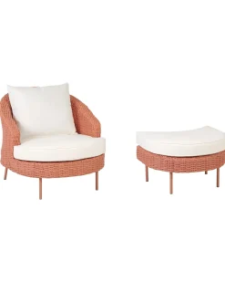 Poltrona da giardino con ottomana ARCILLE Rattan sintetico (PE) Rosa pesca