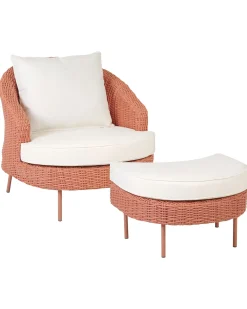 Poltrona da giardino con ottomana ARCILLE Rattan sintetico (PE) Rosa pesca