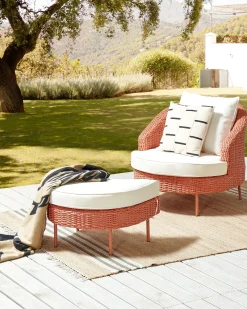 Poltrona da giardino con ottomana ARCILLE Rattan sintetico (PE) Rosa pesca