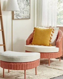Poltrona da giardino con ottomana ARCILLE Rattan sintetico (PE) Rosa pesca
