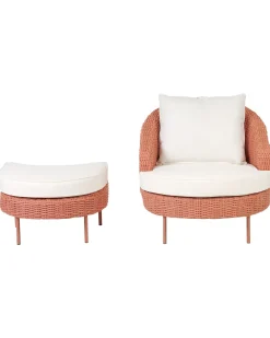 Poltrona da giardino con ottomana ARCILLE Rattan sintetico (PE) Rosa pesca