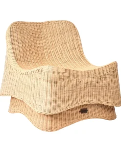 Poltrona da giardino con ottomana AIGANI Rattan Naturale