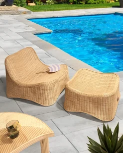 Poltrona da giardino con ottomana AIGANI Rattan Naturale