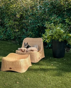 Poltrona da giardino con ottomana AIGANI Rattan Naturale