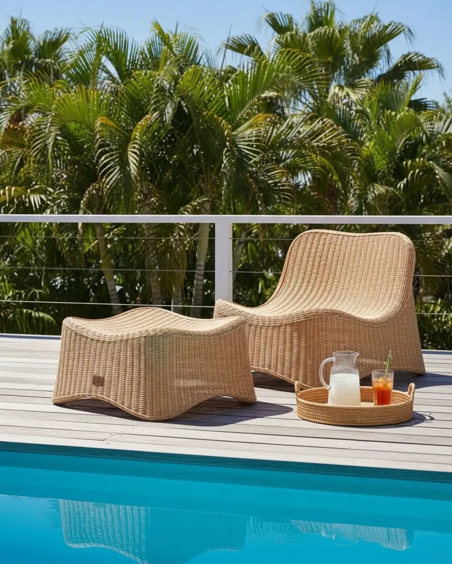 Poltrona da giardino con ottomana AIGANI Rattan Naturale