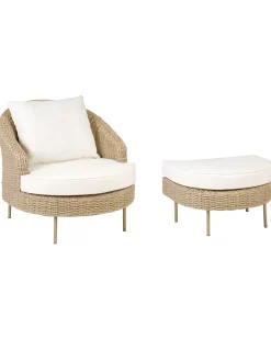 Poltrona da giardino con ottomana ARCILLE Rattan sintetico (PE) Naturale
